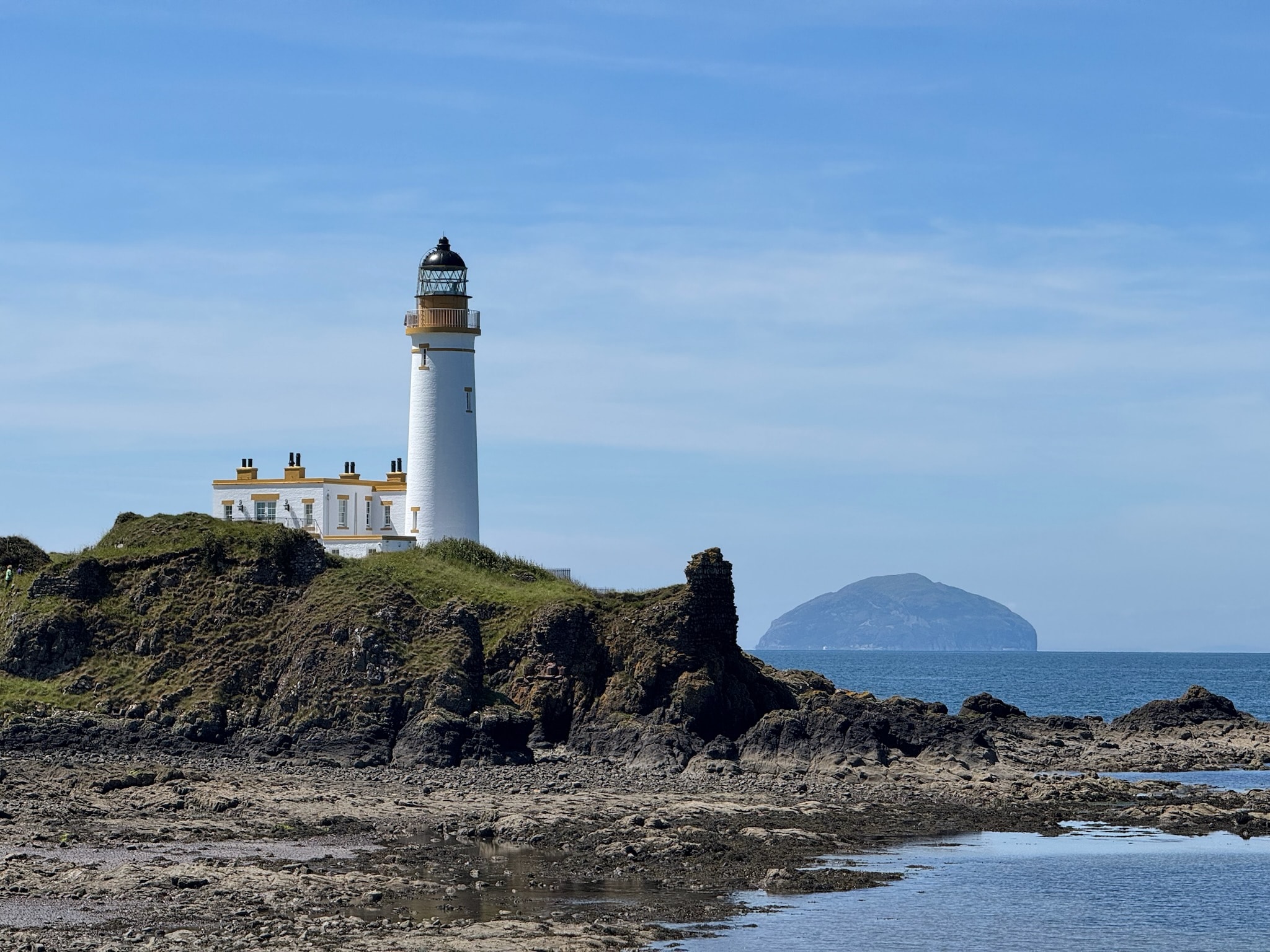 Turnberry Lighthouse with Ailsa Craig rising from the Firth of Clyde