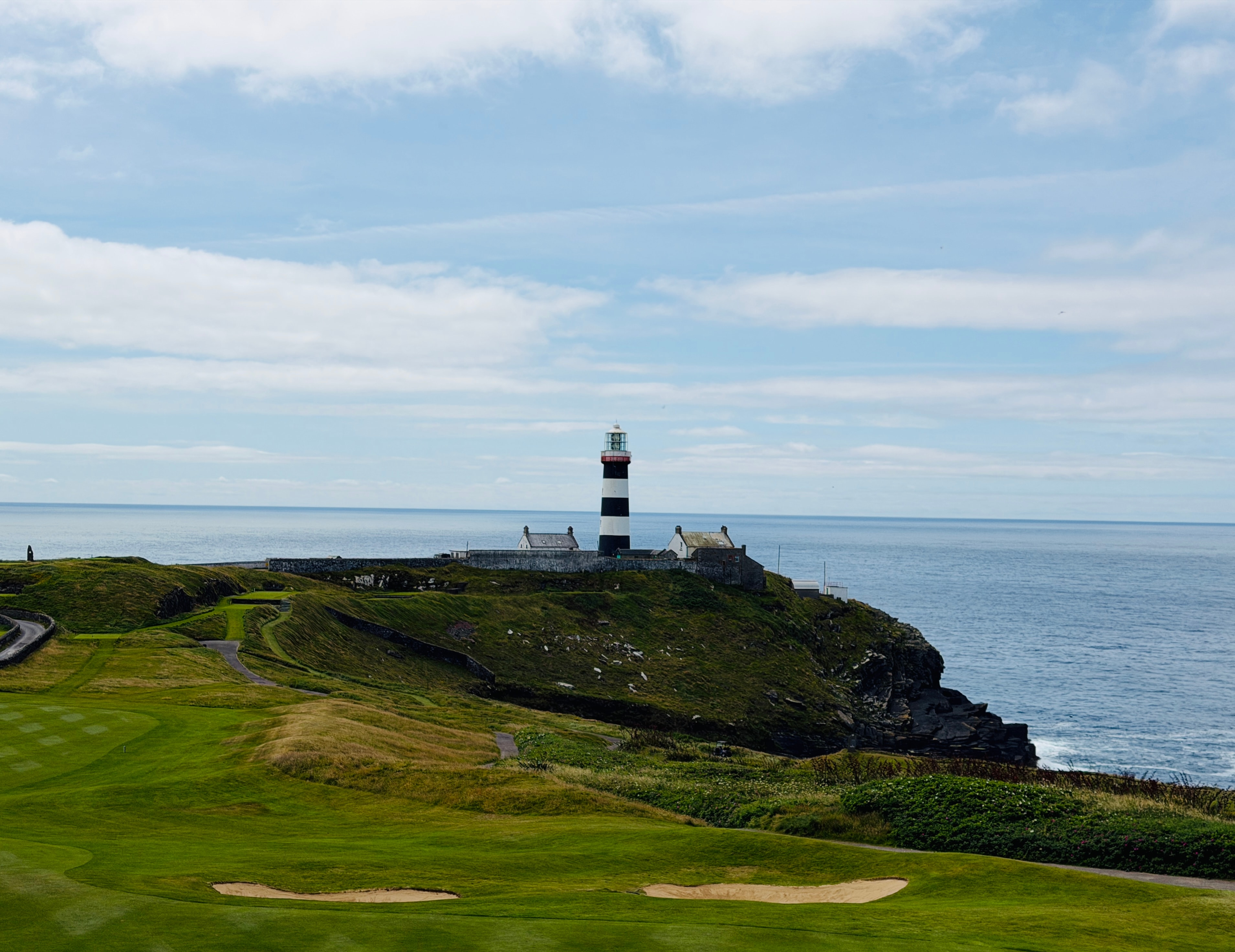 The lighthouse standing watch over the course